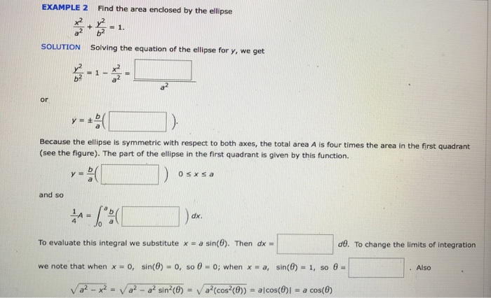 Solved EXAMPLE 2 Find the area enclosed by the ellipse | Chegg.com