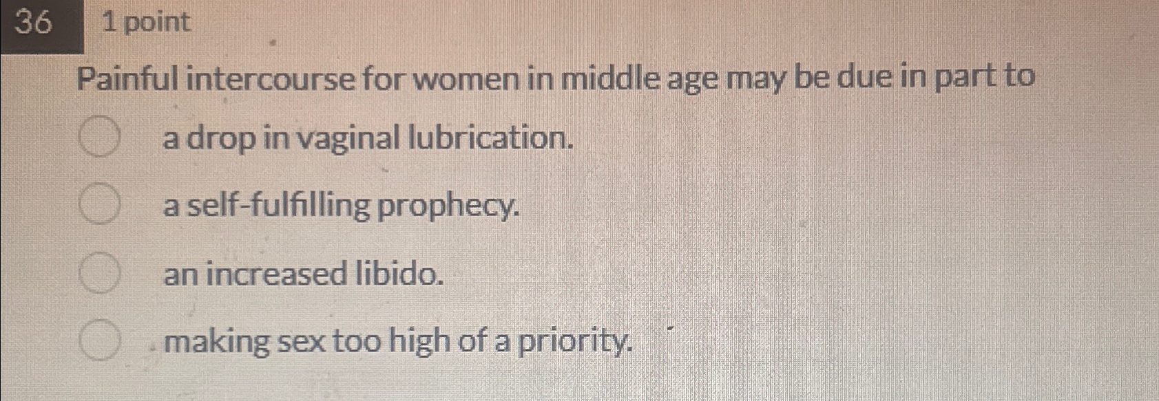 Solved 36,1 ﻿pointPainful intercourse for women in middle | Chegg.com