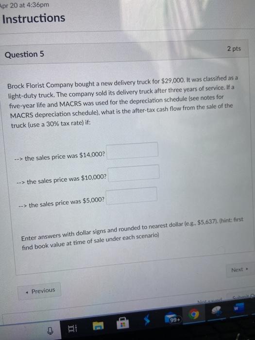 Solved Apr 20 at 4:36pm Instructions 2 pts Question 5 Brock | Chegg.com