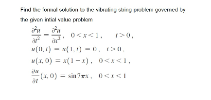 Solved Find the formal solution to the vibrating string | Chegg.com