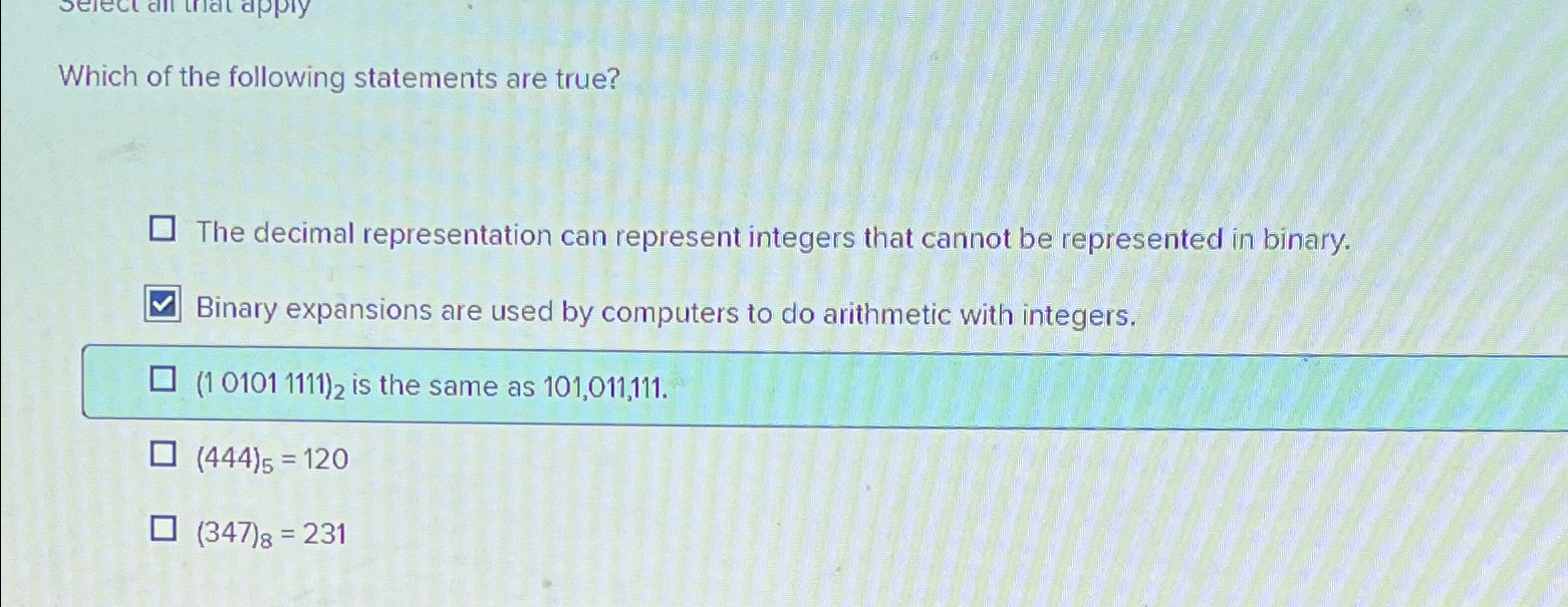 Solved Which of the following statements are true?The | Chegg.com
