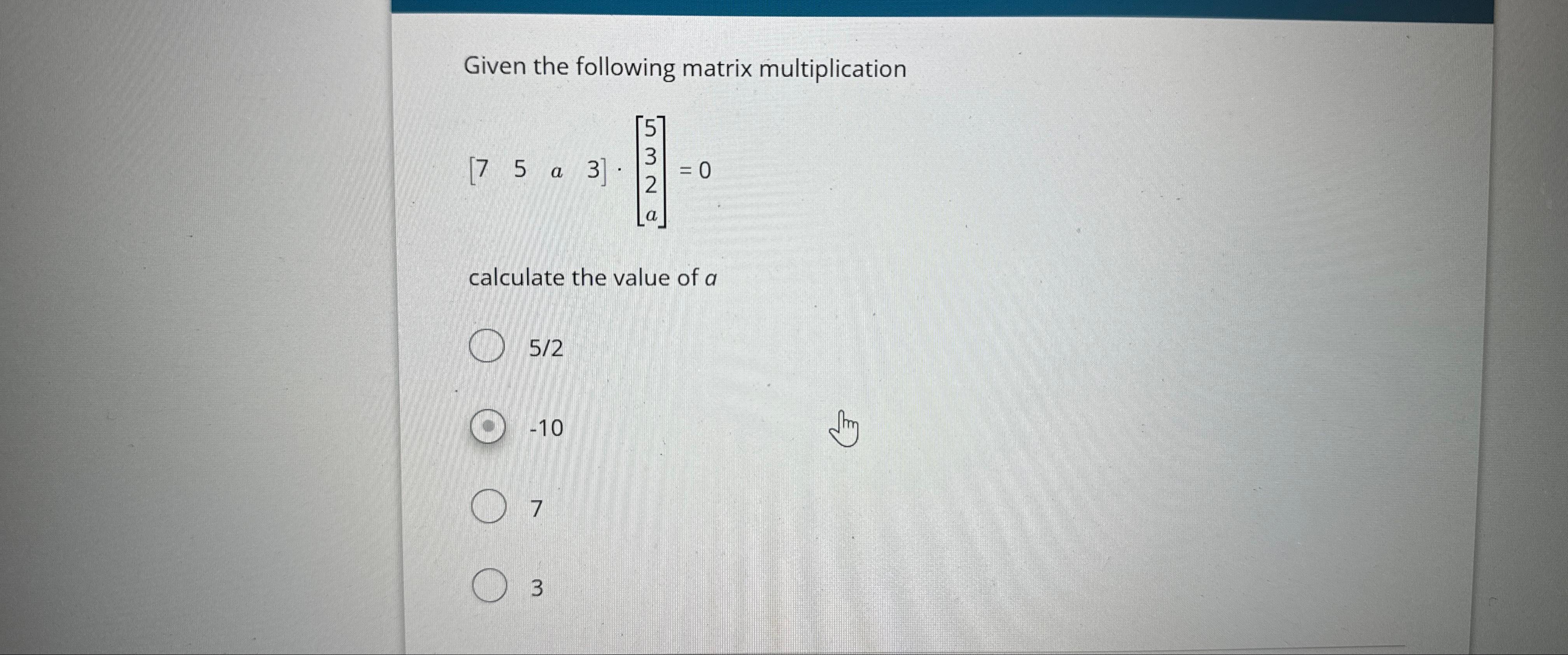 Solved Given The Following Matrix | Chegg.com