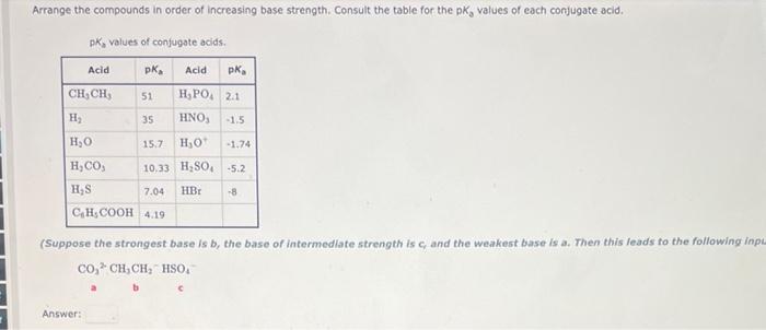 Solved Arrange the compounds in order of increasing base | Chegg.com