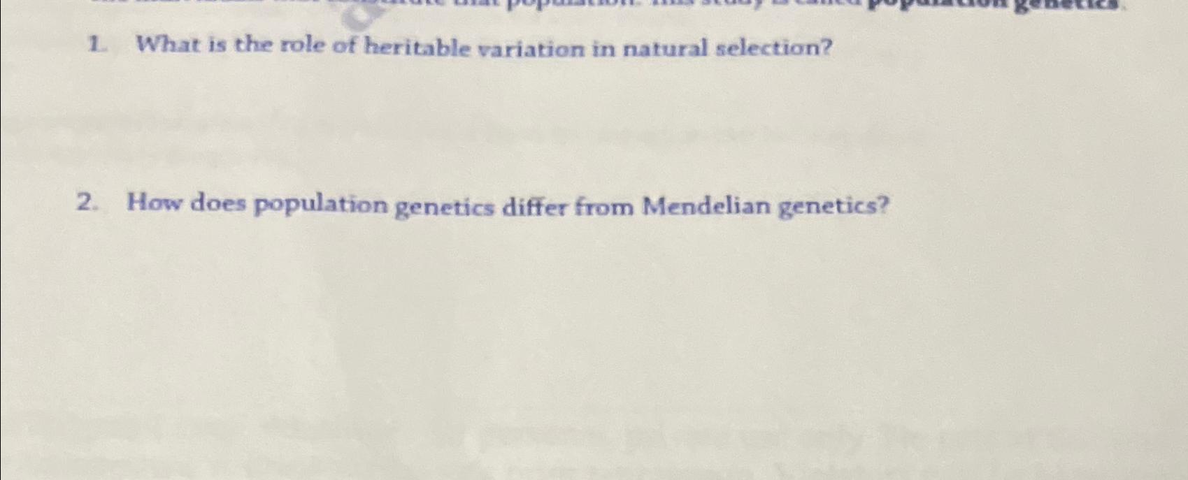 Solved What is the role of heritable variation in natural | Chegg.com