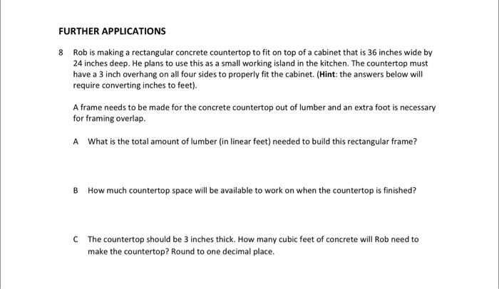 Solved Further Applications 8 Rob Is Making A Rectangular