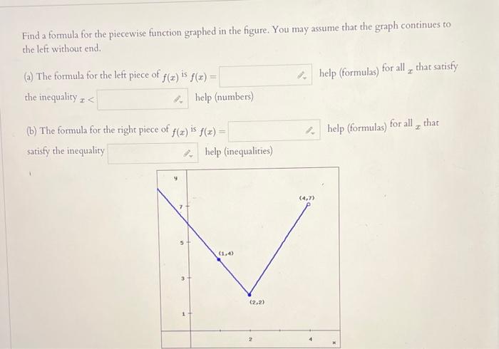 Find a formula for the piecewise function graphed in the figure. You may assume that the graph continues to
the left without 