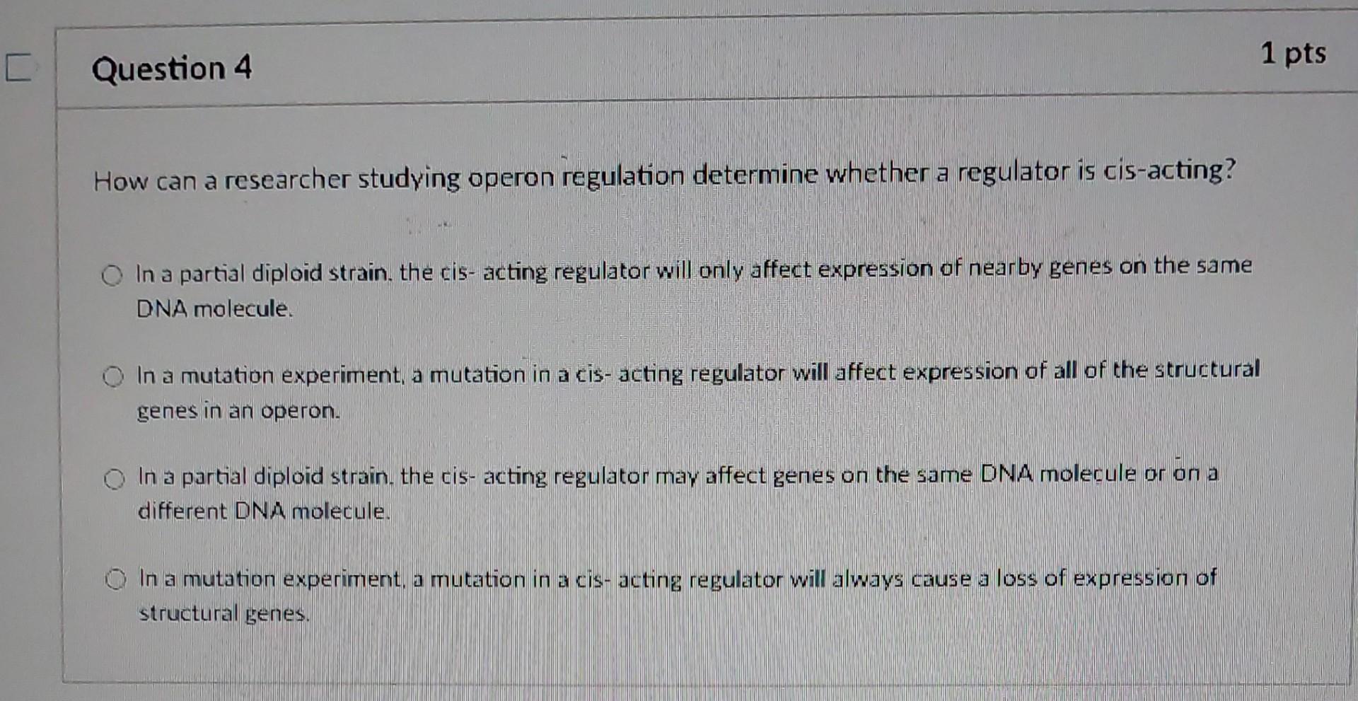 Solved The lac operon in a strain of E. coli has the | Chegg.com