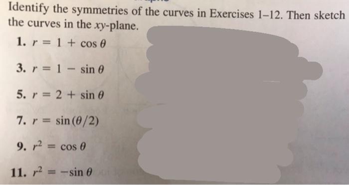 Solved Identify the symmetries of the curves in Exercises | Chegg.com
