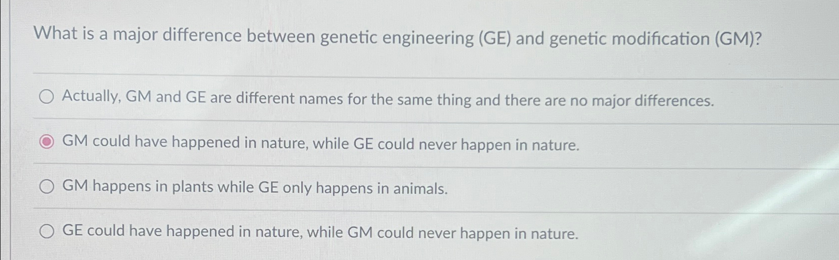 Solved What is a major difference between genetic | Chegg.com