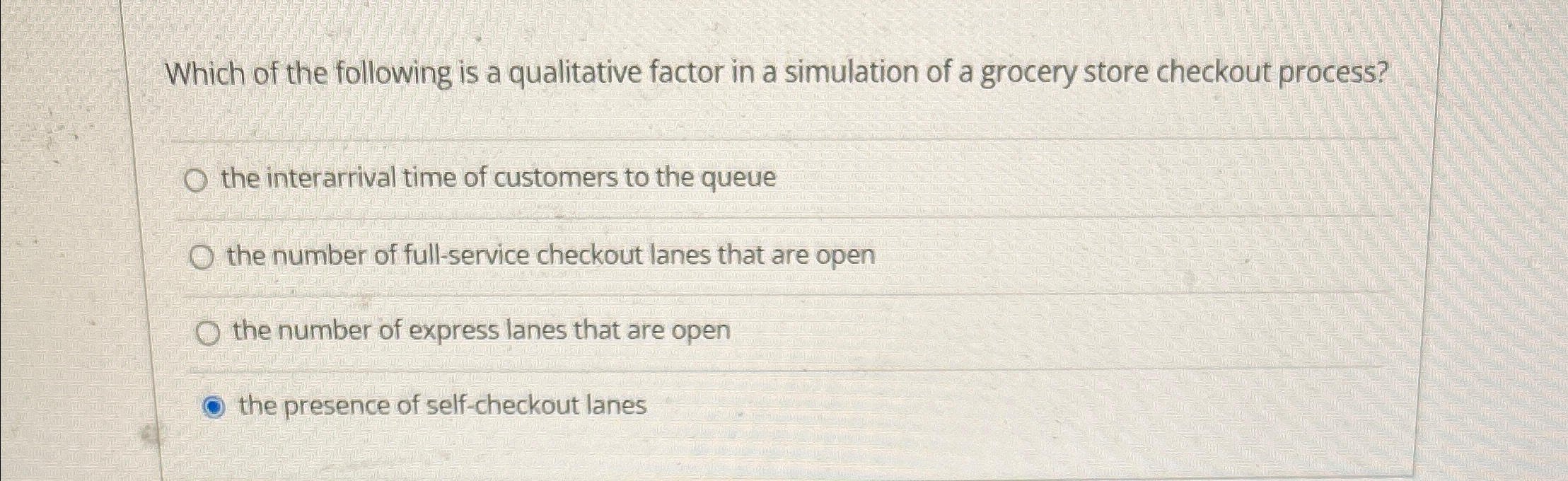 Solved Which Of The Following Is A Qualitative Factor In A | Chegg.com