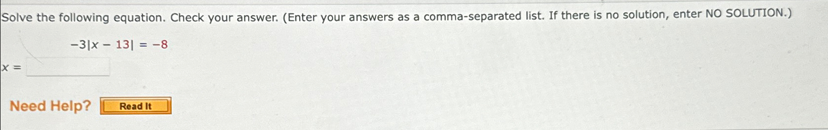 Solved Solve the following equation. Check your answer. | Chegg.com