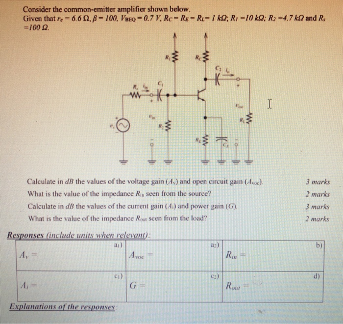 Solved Consider the common-emitter amplifier shown below. | Chegg.com