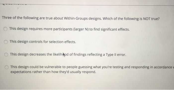 Solved Three of the following are true about Within-Groups | Chegg.com