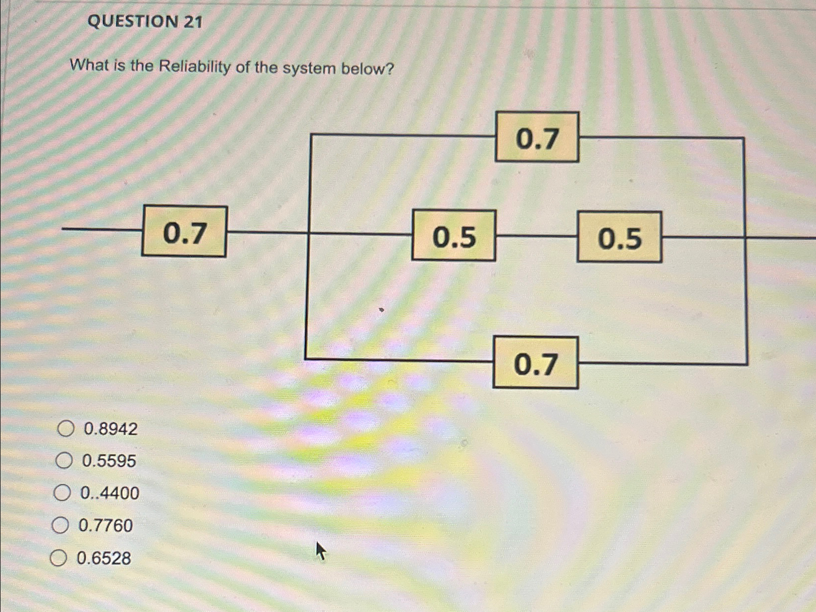 Solved QUESTION 21What is the Reliability of the system | Chegg.com