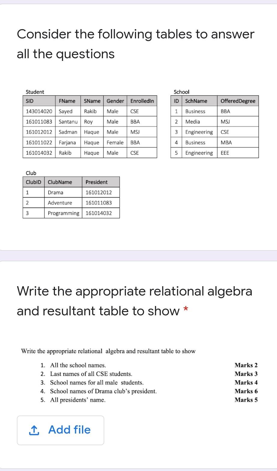 Solved Consider The Following Tables To Answer All The | Chegg.com