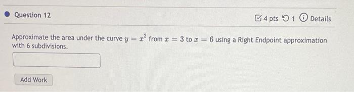 Solved Approximate the area under the curve y=x2 from x=3 to | Chegg.com