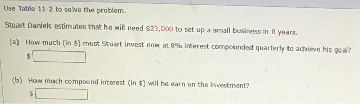 Solved Use Table 11-2 to solve the problem. Stuart Daniels | Chegg.com