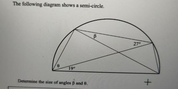 Solved The following diagram shows a semi-circle.Determine | Chegg.com