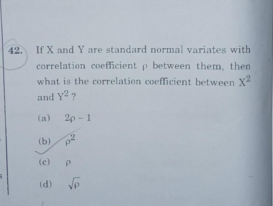 Solved 42 If X And Y Are Standard Normal Variates With 9703