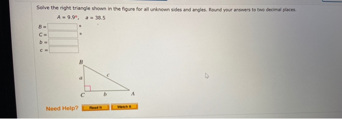 Solved Solve the right triangle shown in the figure for all | Chegg.com