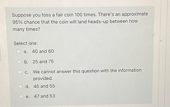 Solved Suppose You Toss A Fair Coin 100 Times There S An Chegg Com