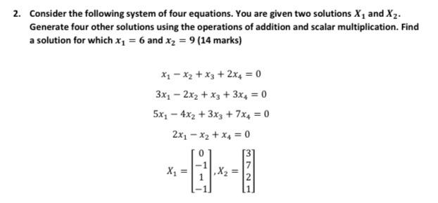 Solved 2. Consider the following system of four equations. | Chegg.com