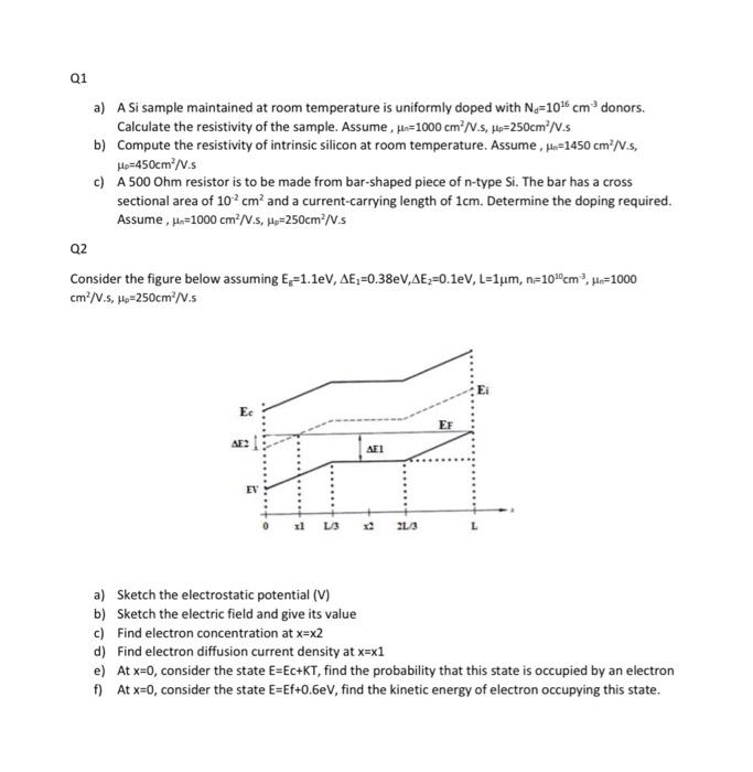Solved Q1 A A Si Sample Maintained At Room Temperature Is Chegg Com