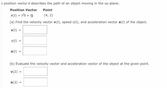 Solved The position vector r describes the path of an object | Chegg.com
