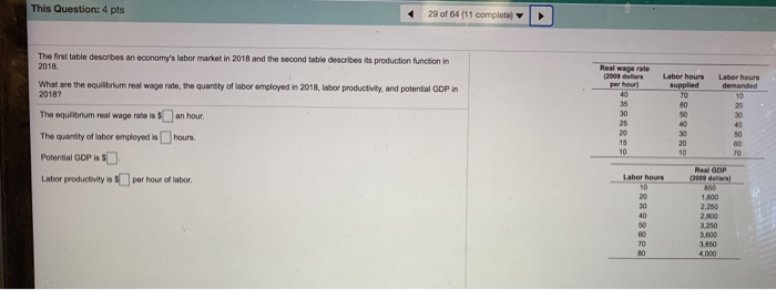 Solved This Question: 4 pts 29 of 64 (11 complete The first | Chegg.com