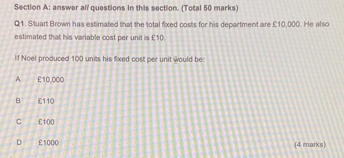 Solved Section A: answer all questions in this section. | Chegg.com