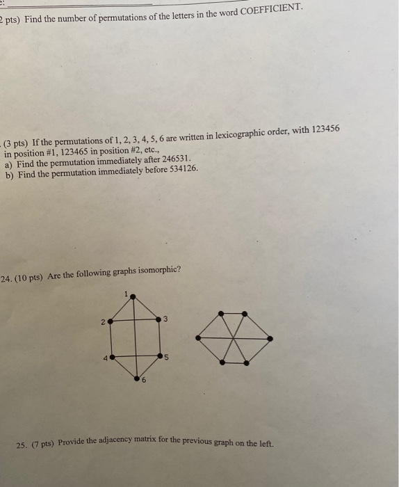 Solved 2 Pts) Find The Number Of Permutations Of The Letters | Chegg.com