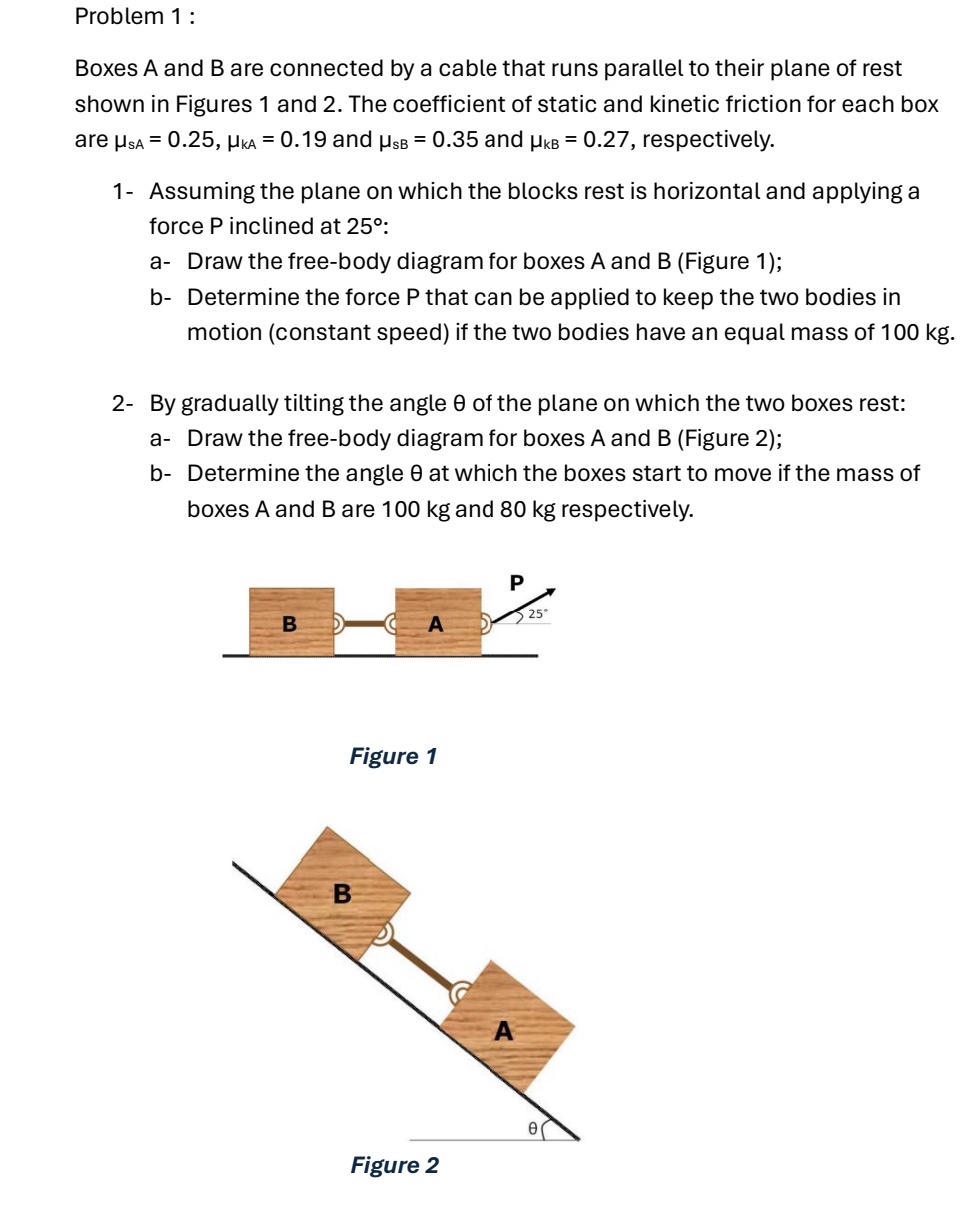 Solved Problem 1:Boxes A and B ﻿are connected by a cable | Chegg.com