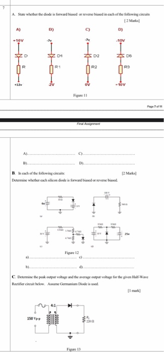 Solved 7 A. State whether the diode is forward biased ac | Chegg.com