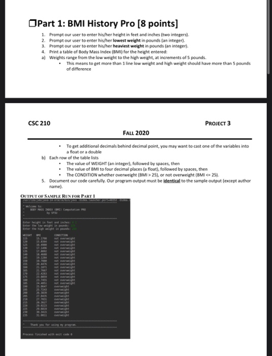 Opart 1 Bmi History Pro 8 Points 1 Prompt Our Chegg Com