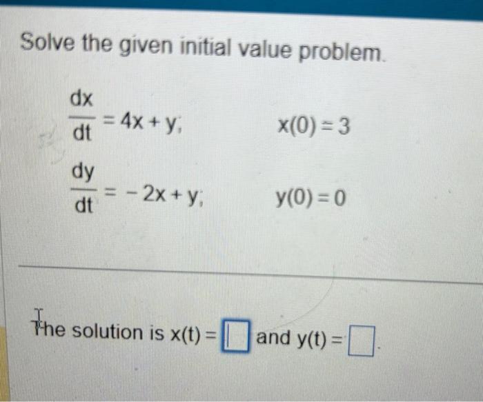 Solved Solve the given initial value problem. | Chegg.com