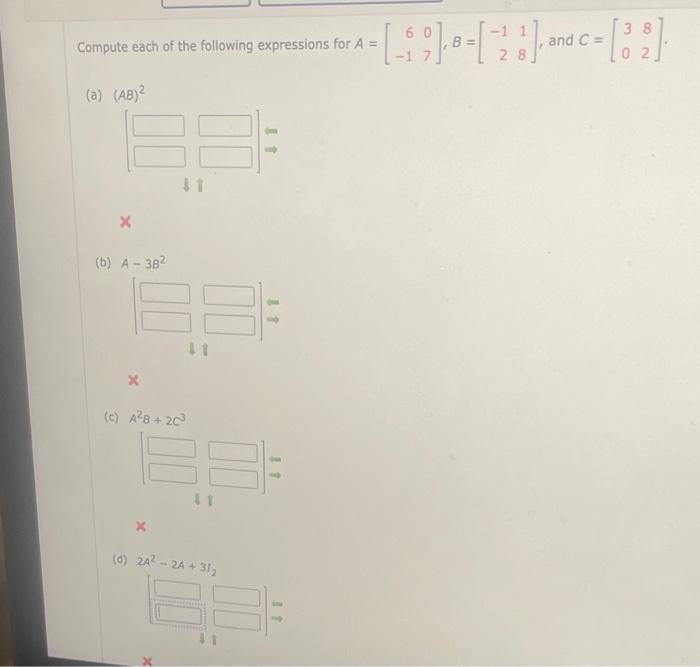 Solved Compute Each Of The Following Expressions For A = (a) | Chegg.com