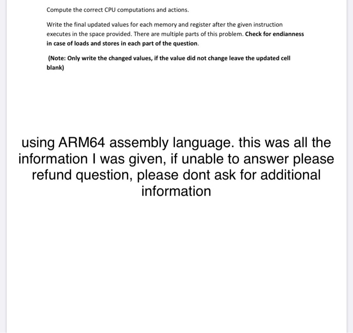 Solved Using ARM64 Assembly Language. This Was All The | Chegg.com