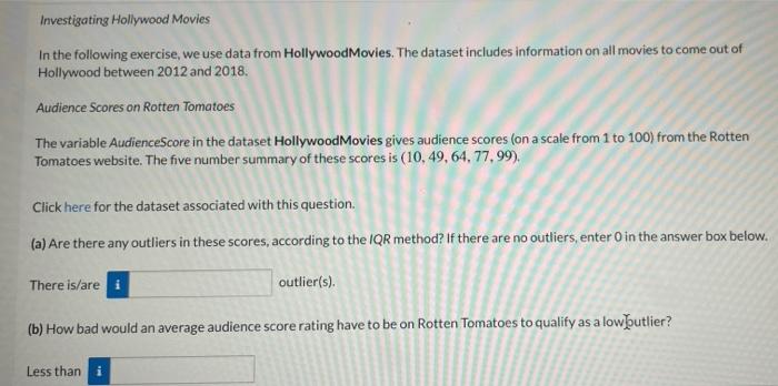 Solved Investigating Hollywood Movies In the following | Chegg.com