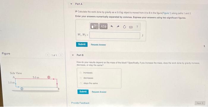 Solved Part A IP Calculate the work done by gravity as a 5.0 | Chegg.com