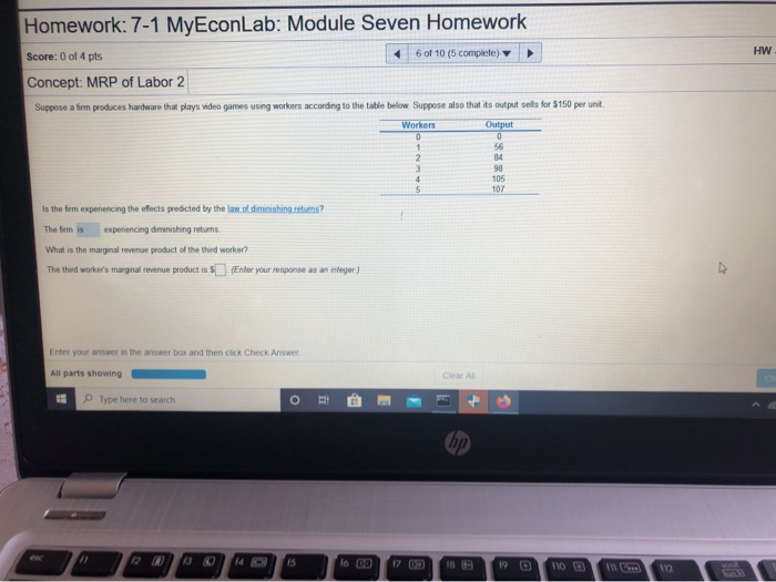 Solved Homework: 7-1 MyEconLab: Module Seven Homework HW | Chegg.com