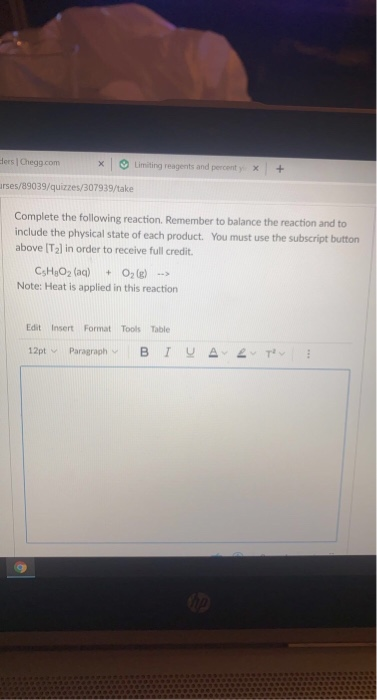 Solved ders Chegg.com х Limiting reagents and percent X + | Chegg.com