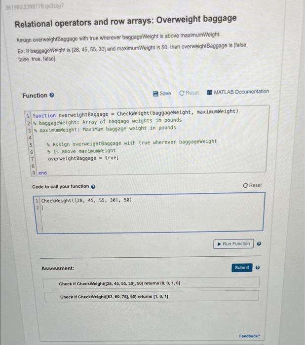 Solved 351980 229817827 Relational operators and row arrays