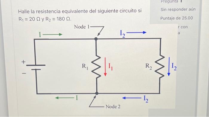 Halle la resistencia equivalente del siguiente circuito si \[ R_{1}=20 \Omega \text { y } R_{2}=180 \Omega \]