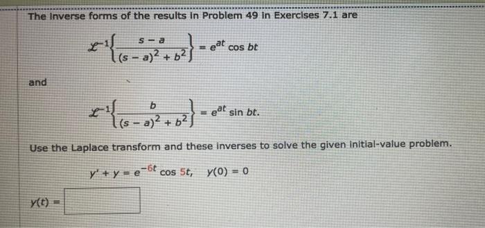 Solved The inverse forms of the results in Problem 49 in | Chegg.com