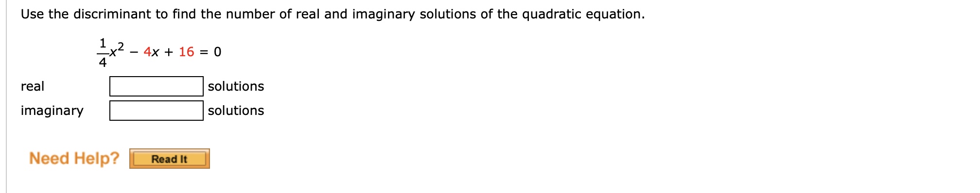 how to use discriminant to find number of real solutions