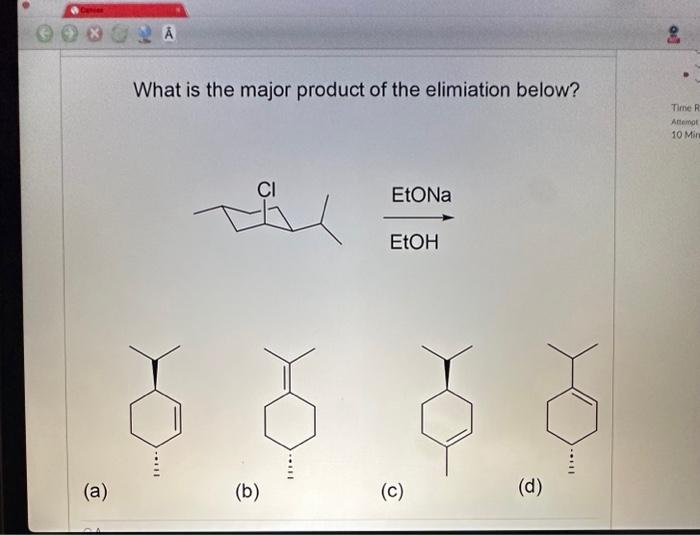 Solved What is the major product of the elimiation below? | Chegg.com