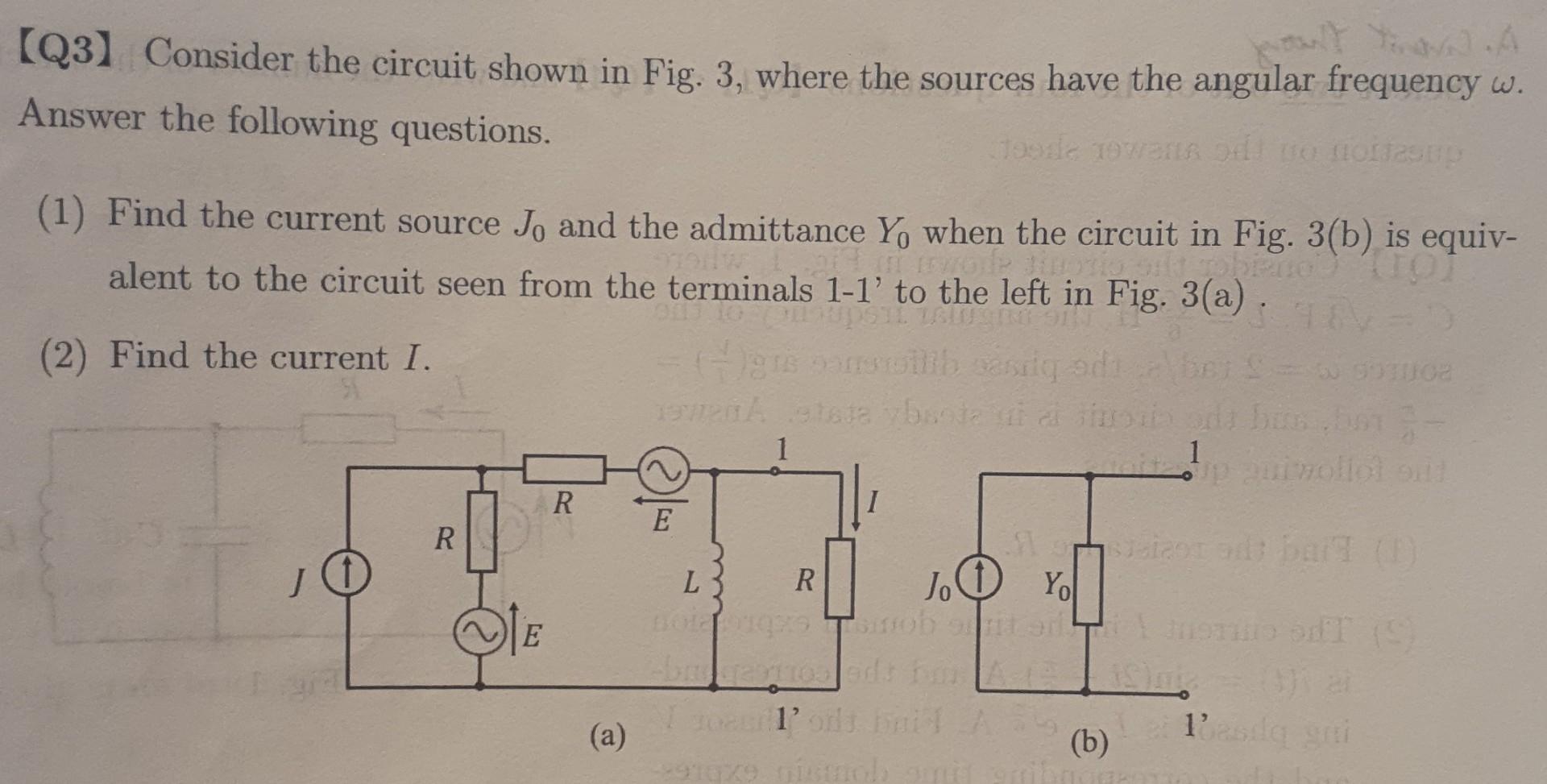 Solved 【Q3】 Consider the circuit shown in Fig. 3, where the | Chegg.com