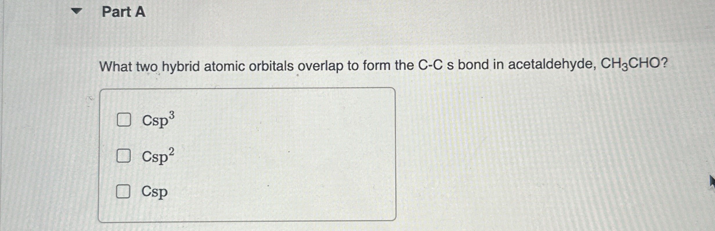 Solved Part AWhat two hybrid atomic orbitals overlap to form | Chegg.com