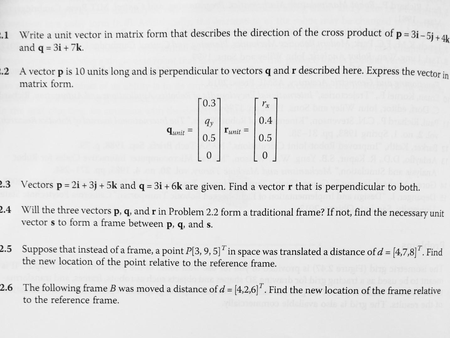 Solved .1 Write a unit vector in matrix form that describes | Chegg.com