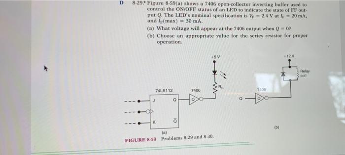 Solved . D 8-29. Figure 8-59(a) shows a 7406 open-collector | Chegg.com